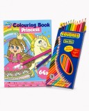 Cumpara ieftin Set Moxy Princess: carte de colorat 64 pagini + creioane colorate 12 culori