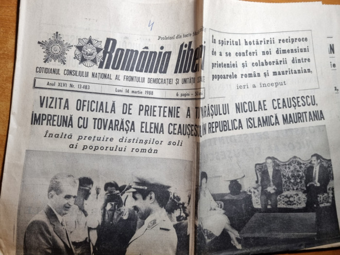 romania libera 14 martie 1988-ceausescu vizita in mauritania,corvinul hunedoara