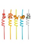 Cumpara ieftin Paie spiralate reutilizabile multicolore, set de 10, figurine de animale