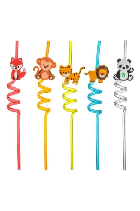 Paie spiralate reutilizabile multicolore, set de 10, figurine de animale