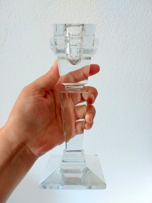 Sfesnic suport lumanare sticla cristal 17cm foto