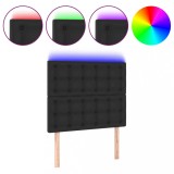 Cumpara ieftin Tablie de pat cu LED, negru, 90x5x118/128 cm, catifea