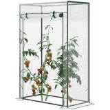 Outsunny Seră de grădină, seră de balcon, p&acirc;nză consolidată din PVC, structură din oțel, ușă rulabilă cu fermoar, pentru legume, plante, flori &icirc;n toat