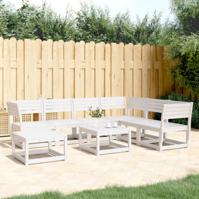 vidaXL Set de șezlonguri de grădină 7 piese din lemn masiv de pin alb foto