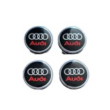 Set 4 Capace Jante Aliaj Audi 60mm, Negru
