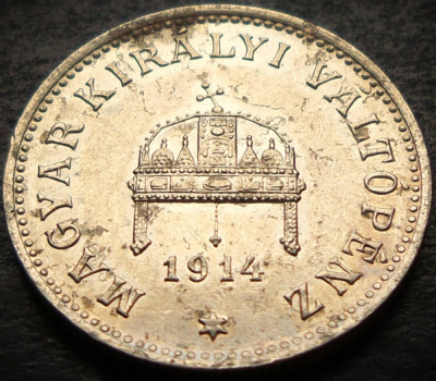 Moneda istorica 20 FILLER - UNGARIA (Austro-Ungaria), anul 1914 *cod 3998 A.UNC foto