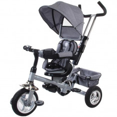 Tricicleta cu control parental detasabil, scaun reversibil, parasolar - Sun Baby - Gri foto