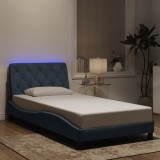 VidaXL Cadru de pat cu lumini LED, gri &icirc;nchis, 100x200 cm, catifea
