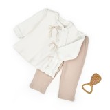 Set bluză și pantalonași, Bow, BabyCosy, 100%bumbac organic (Marime: 9-12 luni)