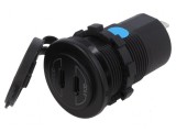 Alimentator USB USB C soclu x2 Tens.alim: 12&divide;24VDC neagră - Alimentator USB C dublu pentru mașină, 4Carmedia