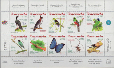 VENEZUELA 1998, Fauna - Parcul National Henri Pittier, serie neuzată, MNH foto