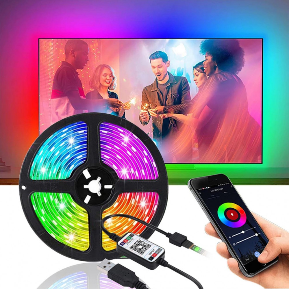 KIT BANDA led RGB ambilight TV usb 5V cu APLICATIE MUZICA 5 metri lumina  SMART | Okazii.ro