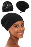 Boneta Noapte Satin Protectie Par Negru Ajustabila Linovit Store