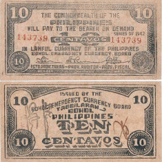 1942, 10 centavos (P-S131d) - Filipine - stare XF+++!