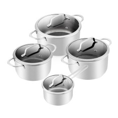 Set 4 vase de gatit ETA Honeycomb 1929 90000, otel inoxidabil, suprafata