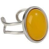 Inel Agat galben, piatră naturală, otel inoxibabil și reglabil pe mai multe marimi