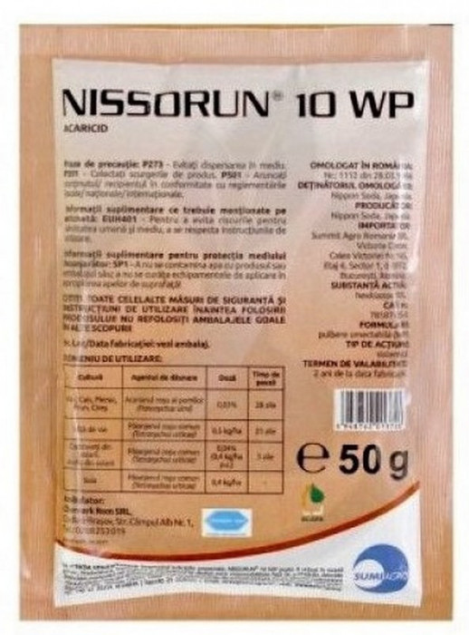 Insecticid acaricid NISSORUN 10 WP - 50 g, Sumi Agro, Sistemic, Rosii, Ardei