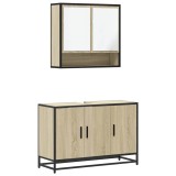 Cumpara ieftin Set mobilier de baie, 2 piese, stejar sonoma, lemn prelucrat