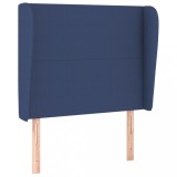 Cumpara ieftin Tablie de pat cu aripioare, albastru, 83x23x118/128 cm, textil