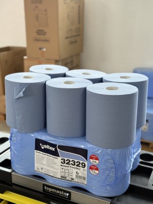 Set 6 role hartie industriale Albastre 2 straturi Celtex 2 straturi 108m 450 coli 20x24cm foto