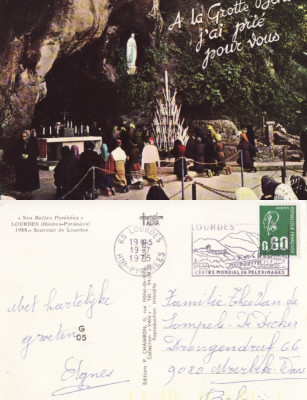 Ilustrata Franta - Lourdes-Grotte-stampila centru pelerinaj foto