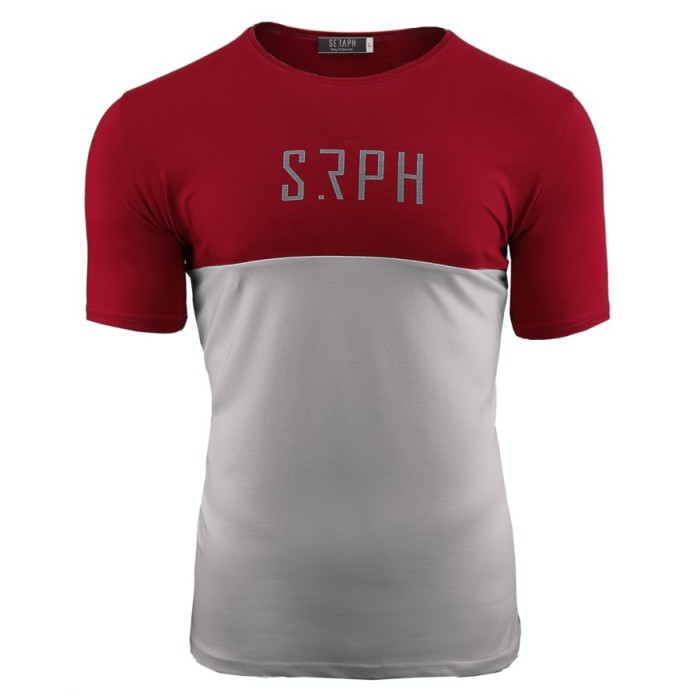 Tricou pentru barbati rosu gri inchis stretch fit casual Official Tricou pentru barbati rosu gri inchis stretch fit casual Official