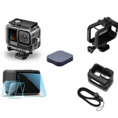 Set 5 accesorii pt Gopro Hero 9 10 11 12, Carcasa , Rama , Husa , Folie, Capac