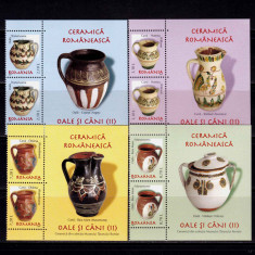 RO 2007 ,LP 1788 ,"Ceramica - Oale si cani (II) ",serie pereche+manseta,MNH