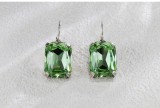 Cumpara ieftin Cercei Argint 925 , zGreen Peridot Sparkle, cu Cristale Dreptunghiulare, 10.00g
