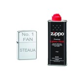 Bricheta Argintie Personalizata No.1 FAN Steaua si lichid Zippo