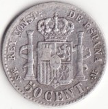 Moneda Argint Spania - 50 Centimos 1885