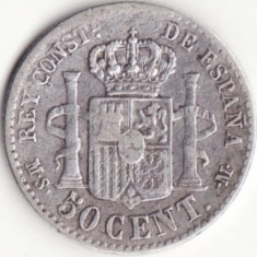 Moneda Argint Spania - 50 Centimos 1885