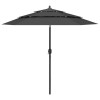 Umbrela de soare 3 niveluri, stalp de aluminiu, antracit, 2,5 m GartenMobel Dekor, vidaXL