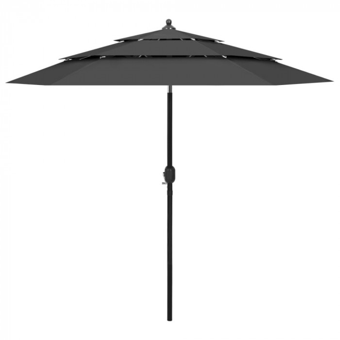 Umbrela de soare 3 niveluri, stalp de aluminiu, antracit, 2,5 m GartenMobel Dekor