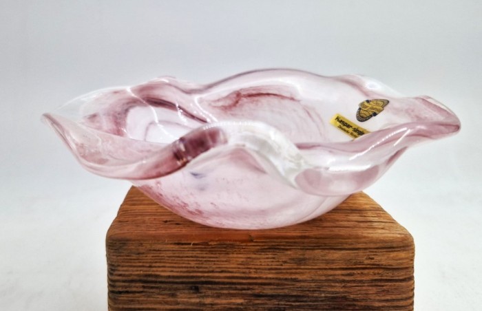 bod de cristal Peter KASPAR single art unic suflat manual roz si alb anii &#039; 70