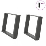 VidaXL Picioare pentru măsuță de cafea &icirc;n formă de U, 2 buc., antracit, 60x(42-43) cm, oțel