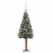 Set pom de Crăciun subțire, LED-uri&amp;globuri, verde, 180 cm
