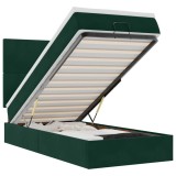 Cumpara ieftin Cadru de pat otoman cu saltele, catifea verde inchis 100x200cm