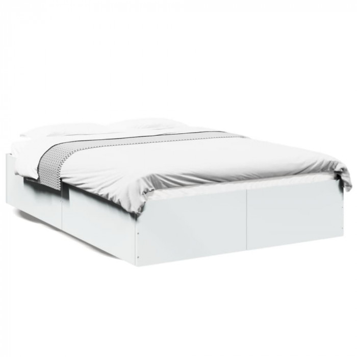 Cadru de pat, alb ,135x190 cm, lemn prelucrat GartenMobel Dekor