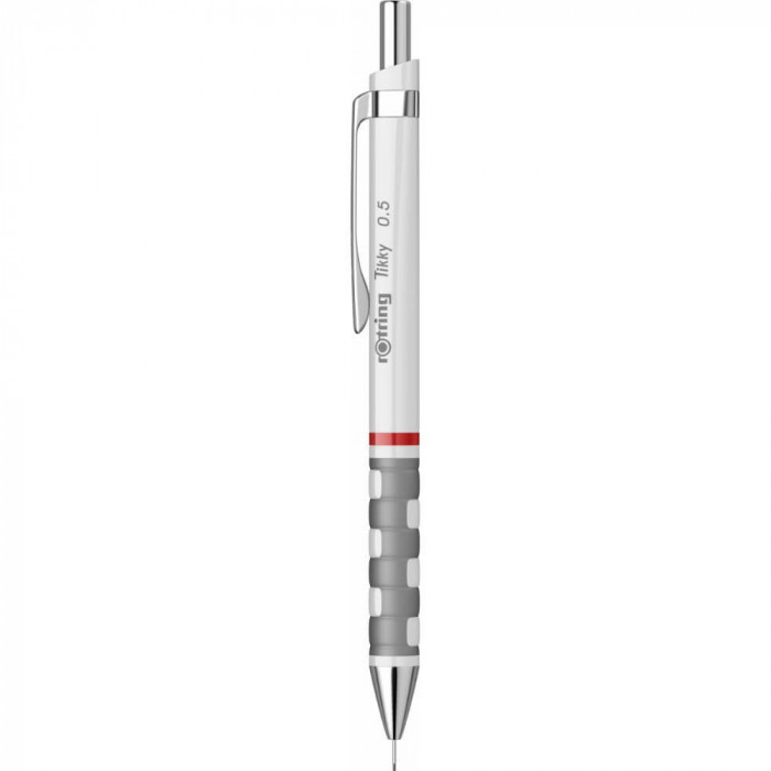 Creion Mecanic ROTRING Tikky III, Mina de 0.5 mm, Alb, Corp din Plastic cu Radiera, Creion Mecanic Alb, Creioane Mecanice, Creion Mecanic Rotring, Cre