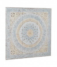 Decoratiune din metal alb albastru crem vintage pentru perete Ayat 91 cm x 3.5 cm x 91 h Elegant DecoLux foto