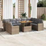 vidaXL Set canapele de grădină cu perne, 10 piese, bej, poliratan 3327083