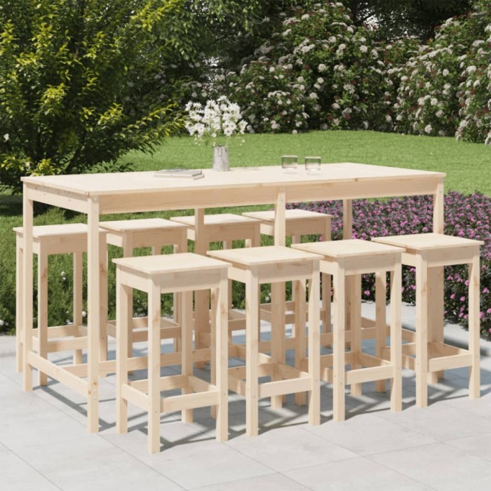 Gossi set bar de gradina, 9 piese, lemn masiv de pin