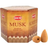 Conuri backflow parfumate Mosc 40 buc, original HEM profesional Musk, cu eliberare fum in jos, aroma orientală