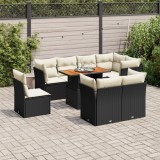 Cumpara ieftin Gossi set mobilier de gradina cu perne, 9 piese, negru, poliratan