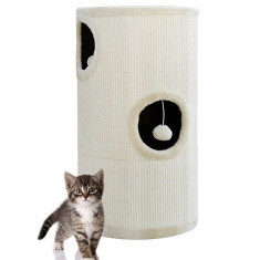 Tunel de zg&acirc;riere pentru pisici de culoare crem, 70 cm