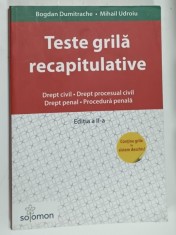 TESTE GRILA RECAPITULATIVE , DREPT CIVIL . DREPT PROCESUAL CIVIL. DREPT PENAL. PROCEDURA PENALA de BOGDAN DUMITRACHE si MIHAIL UDROIU , 2020