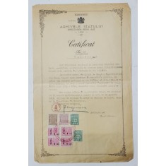 ARHIVELE STATULUI , DIRECTIUNEA REGIONALA IASI , CERTIFICAT , MARTIE , 1948