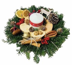 Aranjament Craciun cu Lumanare si Pourpurri, Eventissimi, Multicolor