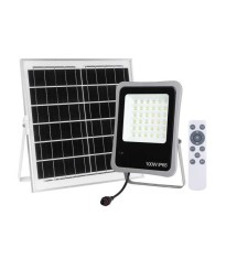 Proiector solar Well 100W 1200lm lumina rece 6500K cu panou solar 15W 350x350x17 mm